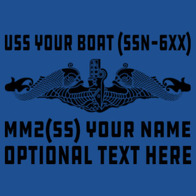 Custom: Los Angeles Class Attack Submarine - (S) Adult 5.5 oz Cotton Poly (35/65) T-Shirt Design