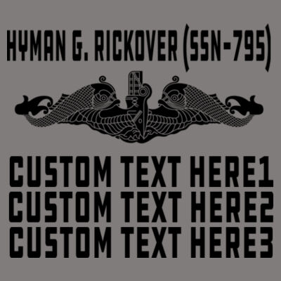 USS Hyman G Rickover (SSN-795) Virginia Class Fast Attack - Unisex Poly-Rich Tee 2 - Adult Heavy Blend Heather Royal or Red 60/40 Fleece Crew (S) Design