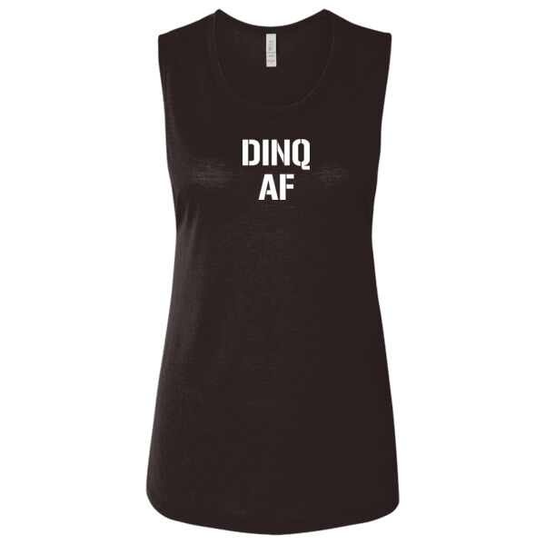 DINQ AF - Ladies' Flowy Scoop Muscle Tank - Dark Thumbnail