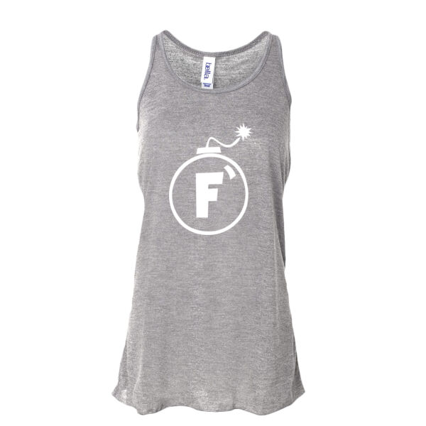 F Bomb - Ladies' Flowy Racerback Tank - Dark Thumbnail