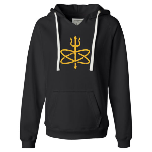 Atomic Trident of Poseidon - Ladies' Sueded V-Neck Hooded Sweatshirt Thumbnail