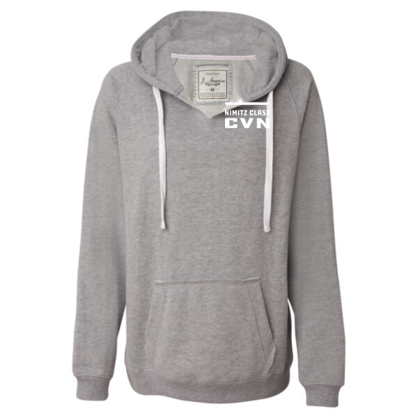 Nimitz Class Aircraft Carrier (Carrier) - Ladies' Sueded V-Neck Hooded Sweatshirt Thumbnail