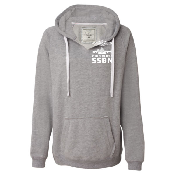 Ohio Class Ballistic Submarine - Ladies' Sueded V-Neck Hooded Sweatshirt Thumbnail