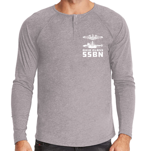 Ohio Class Ballistic Submarine - Men's Triblend Long-Sleeve Henley Thumbnail