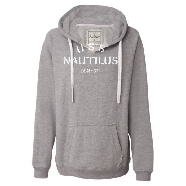 USS Nautilus - Underway on Nuclear Power - Ladies' Sueded V-Neck Hooded Sweatshirt Thumbnail