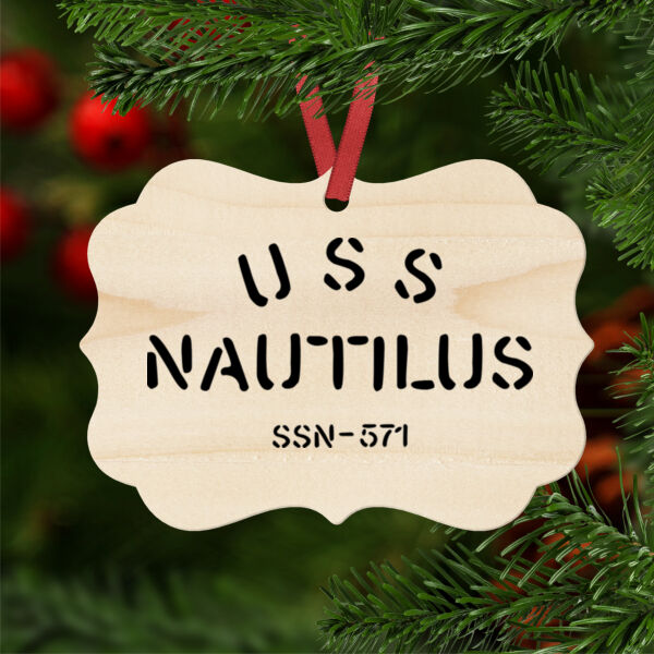 USS Nautilus - Underway on Nuclear Power - Natural Wood Benelux Christmas Ornament Thumbnail