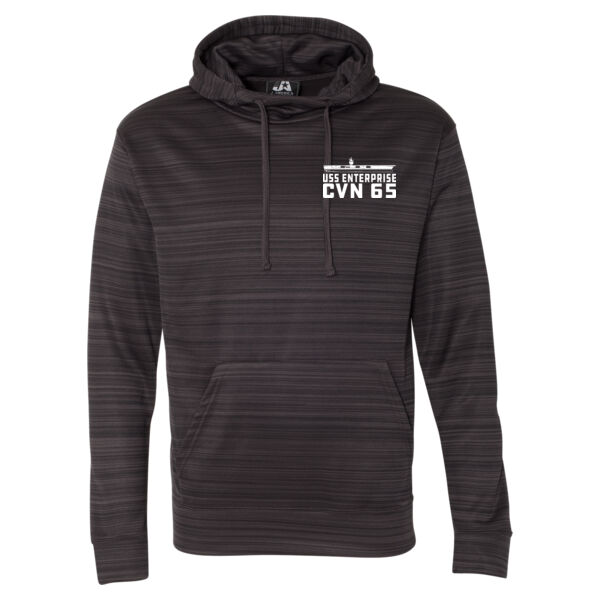 USS Enterprise Original Island - Carrier - Striped Poly Fleece Hooded Pullover Sweatshirt Thumbnail