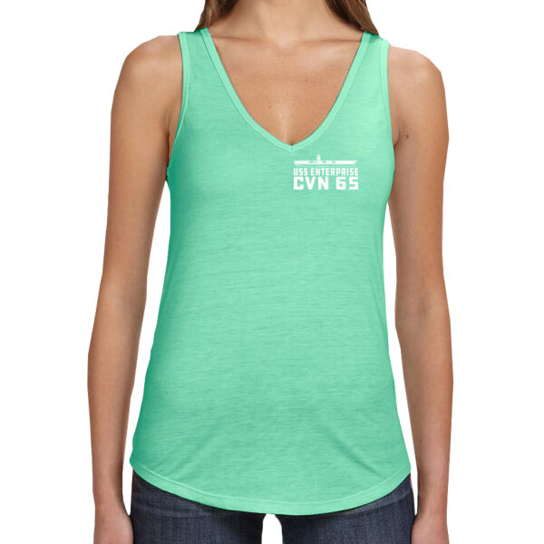 USS Enterprise Original Island - Carrier - Ladies' Flowy V-Neck Tank - Dark Thumbnail