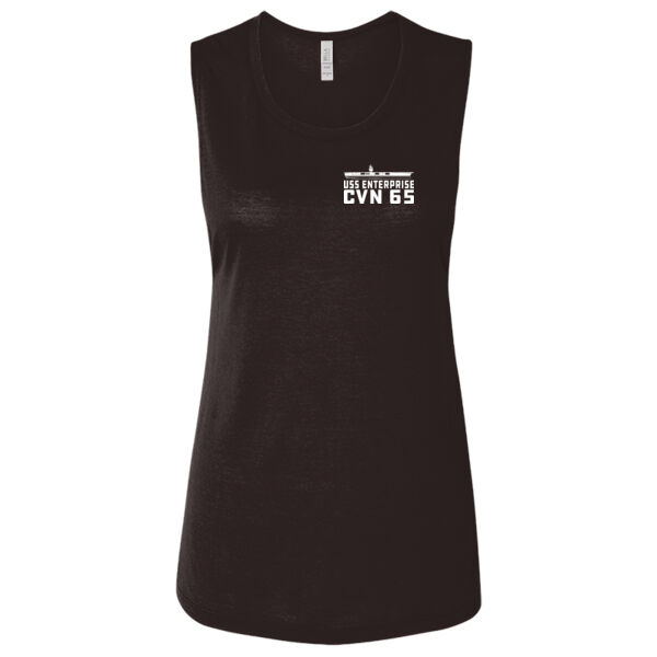 USS Enterprise Original Island - Carrier - Ladies' Flowy Scoop Muscle Tank - Dark Thumbnail