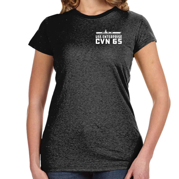 USS Enterprise with '82-2012 Island - Ladies' Glitter T-Shirt Thumbnail