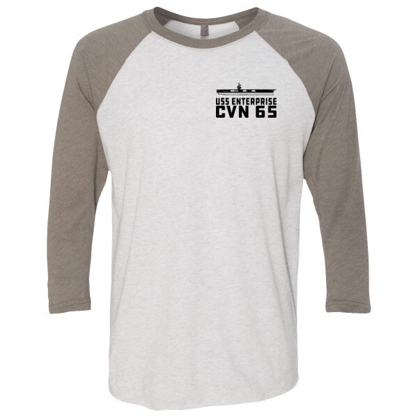 USS Enterprise with '82-2012 Island - (S) Unisex Tri-Blend Three-Quarter Sleeve Baseball Raglan Tee Thumbnail
