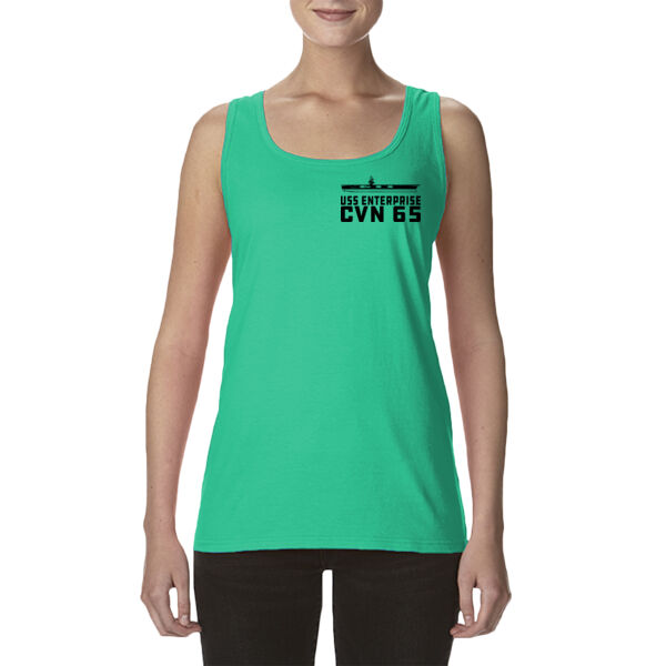USS Enterprise with '82-2012 Island - Ladies' Softstyle®  4.5 oz. Racerback Tank (S) Thumbnail