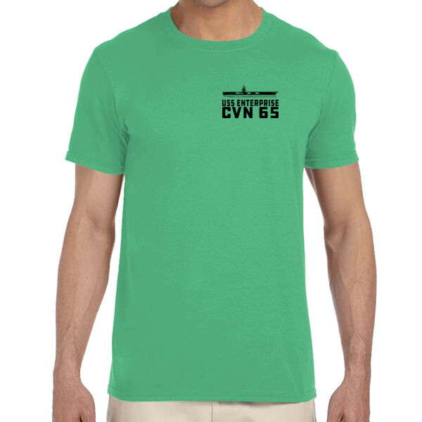 USS Enterprise with '82-2012 Island - Adult Softstyle® 4.5 oz. Heather Color T-Shirt (S) Thumbnail