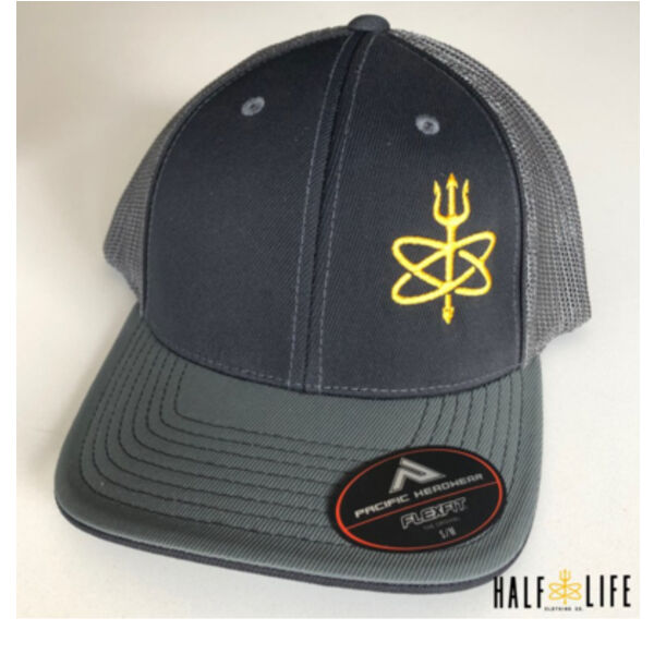 Black / Grey Atomic Trident of Poseidon - Fitted Trucker Mesh Hat Thumbnail