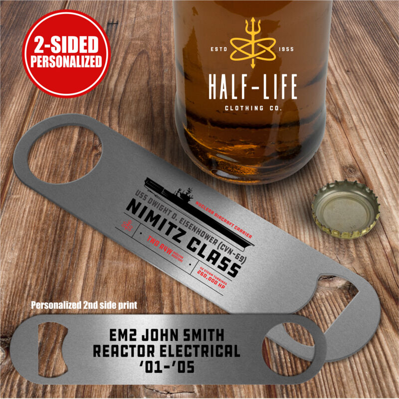 Personalized Nimitz Class Aircraft Carrier - 2 sided  - Pub Style Stainless Steel Bottle Opener Thumbnail