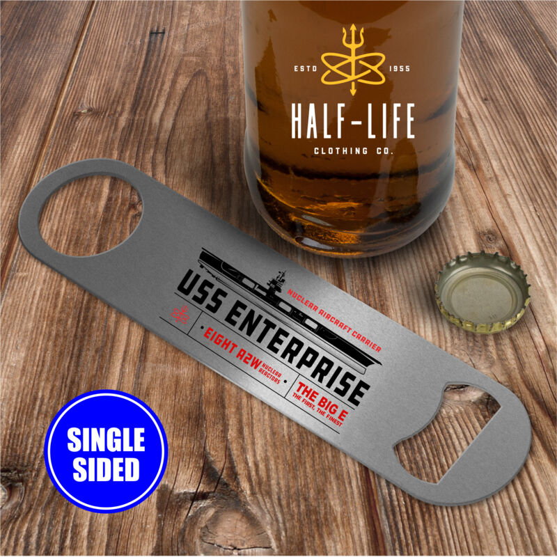USS Enterprise with 1982-2012 Island - Single sided - Pub Style Stainless Steel Bottle Opener Thumbnail