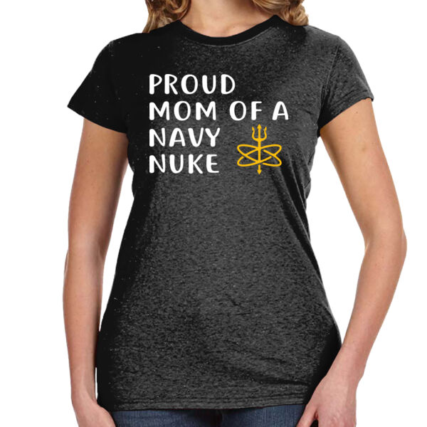 Proud Mom of a Navy Nuke with Atomic Trident - Ladies' Glitter T-Shirt Thumbnail