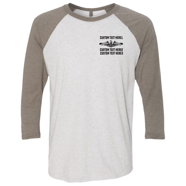 Custom: Ohio Class Guided Missile Submarine - (S) Unisex Tri-Blend Three-Quarter Sleeve Baseball Raglan Tee Thumbnail