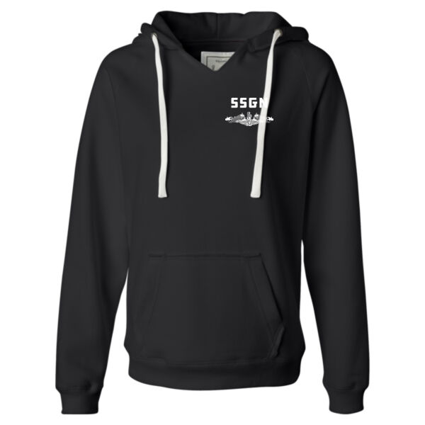 Ohio Class Guided Missile Submarine - Ladies' Sueded V-Neck Hooded Sweatshirt Thumbnail
