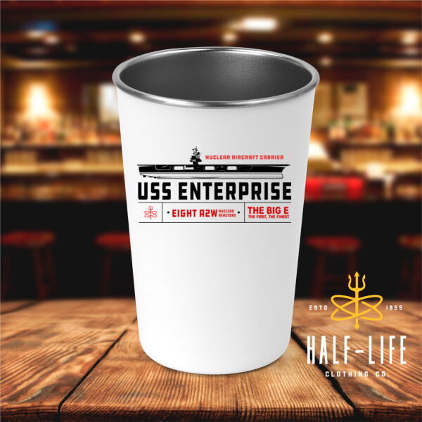USS Enterprise with 1982-2012 Island  - 17 oz Stainless Steel Pint Glass (HLCC) Thumbnail