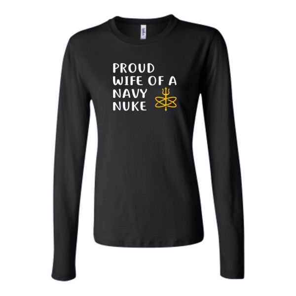 Proud Wife of a Navy Nuke with Atomic Trident - Bella Long Sleeve Crew Tee Thumbnail