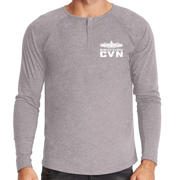 Nimitz Class Aircraft Carrier (SW)  - Men's Triblend Long-Sleeve Henley Thumbnail