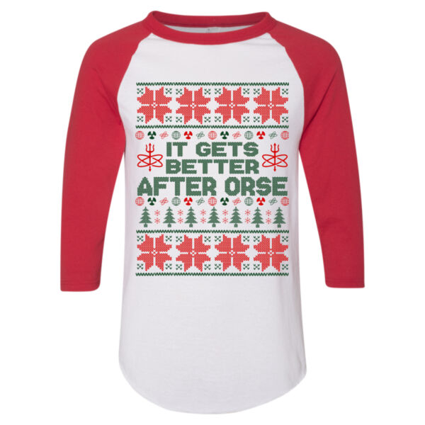 It Gets Better After ORSE Ugly Christmas Sweater - Adult 3/4-Sleeve Baseball Jersey (S) Thumbnail