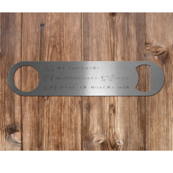 Neutron Transport Equation - Pub Style Stainless Steel Bottle Opener Thumbnail