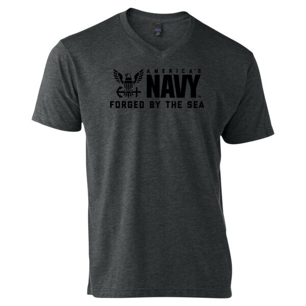 Blackout America's Navy Forged by the Sea - Unisex V Neck Poly-Rich Tee Thumbnail