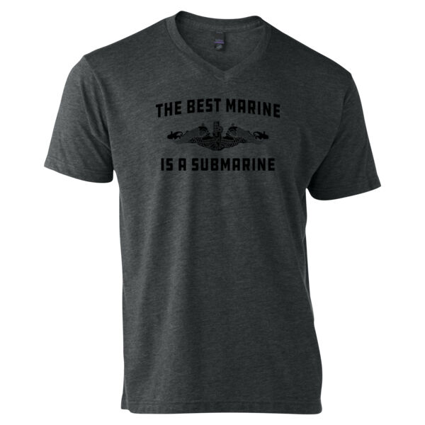 Blackout The Best Marine is a Submarine - Unisex V Neck Poly-Rich Tee Thumbnail