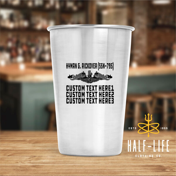 USS Hyman G Rickover (SSN-795) Virginia Class Fast Attack Submarine - 17 oz Stainless Steel Pint Glass (HLCC) Thumbnail