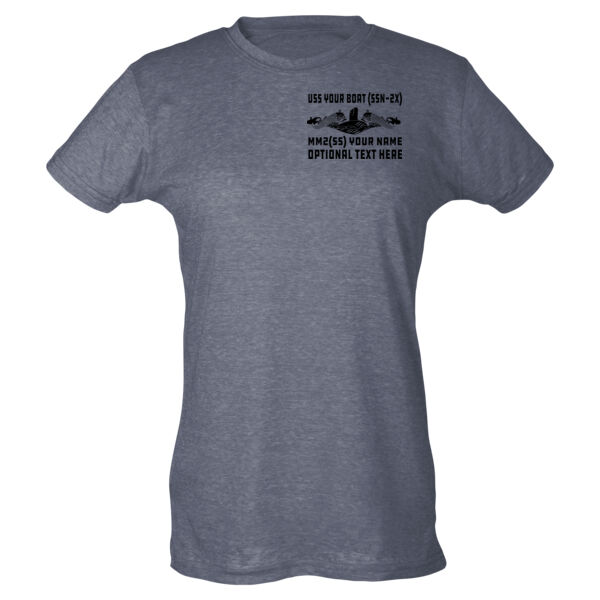 Custom Seawolf Class Fast Attack Submarine - Ladies Slim Fit Poly-Rich Tee Thumbnail