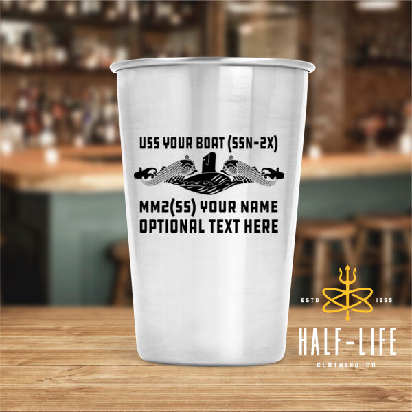 Seawolf Class Fast Attack Submarine - 17 oz Stainless Steel Pint Glass (HLCC) Thumbnail