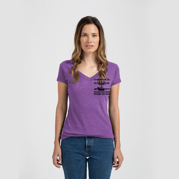 Custom: Ohio Class Ballistic Submarine - Ladies Slim Fit V Neck Poly-Rich Tee Thumbnail