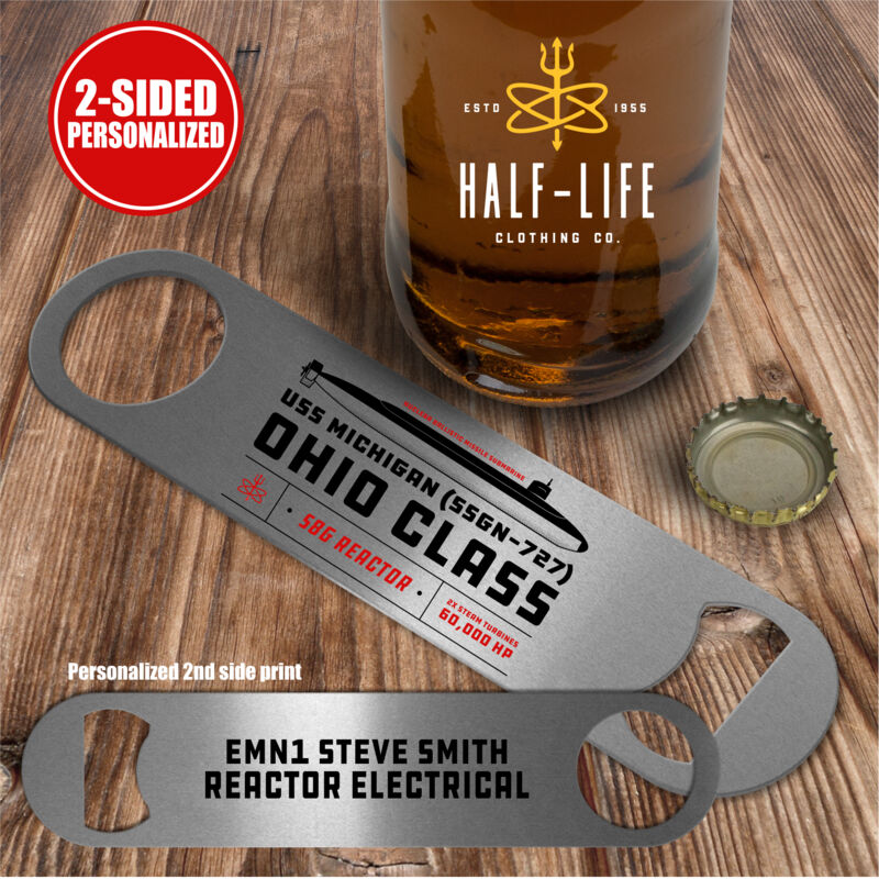 Personalized Ohio Class Ballistic Submarine - 2 sided - Pub Style Stainless Steel Bottle Opener Thumbnail