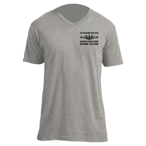 Custom: Virginia Class Attack Submarine - Unisex V Neck Poly-Rich Tee Thumbnail
