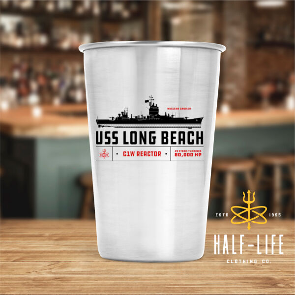 Custom USS Long Beach Cruiser - 17 oz Stainless Steel Pint Glass (HLCC) Thumbnail