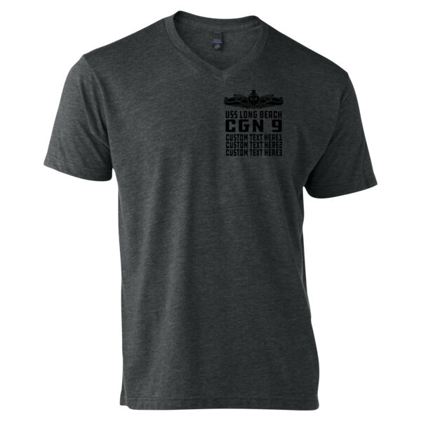 Personalized USS Long Beach (CGN-9) - Unisex V Neck Poly-Rich Tee Thumbnail