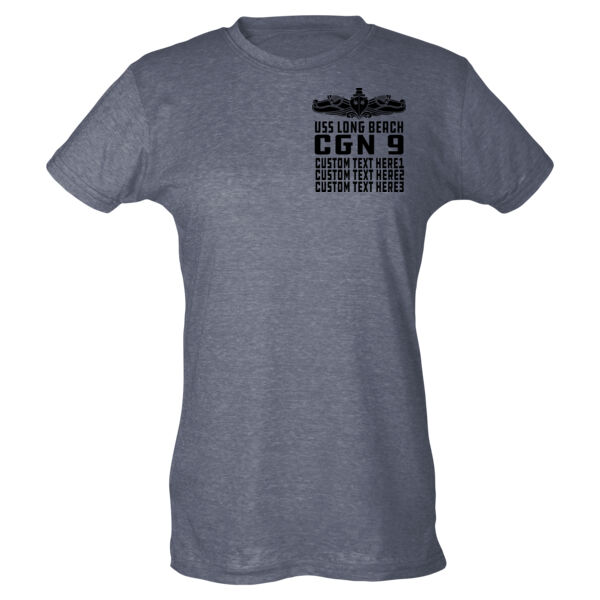Personalized USS Long Beach (CGN-9) - Ladies Slim Fit Poly-Rich Tee Thumbnail