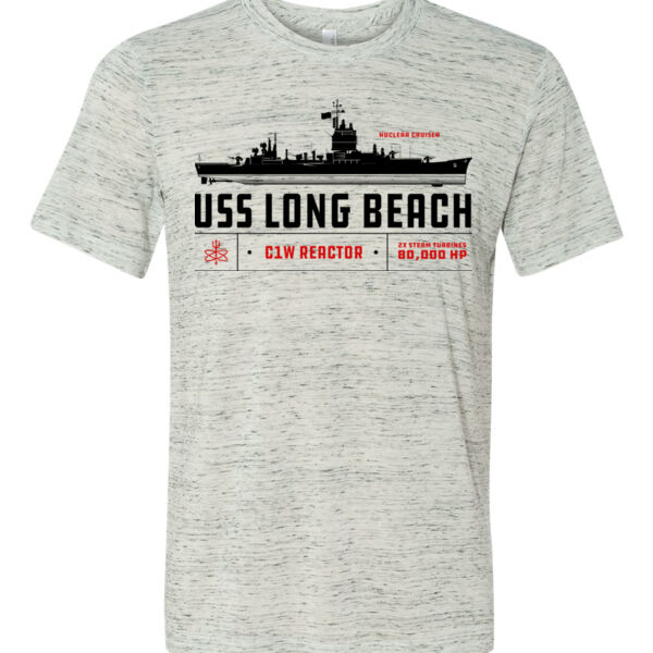 Personalized USS Long Beach (CGN-9) - White Marble Unisex Poly-Cotton Short-Sleeve T-Shirt Thumbnail