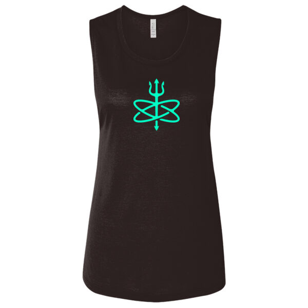 Glow in the Dark Atomic Trident of Poseidon - Ladies' Flowy Scoop Muscle Tank - Dark Thumbnail