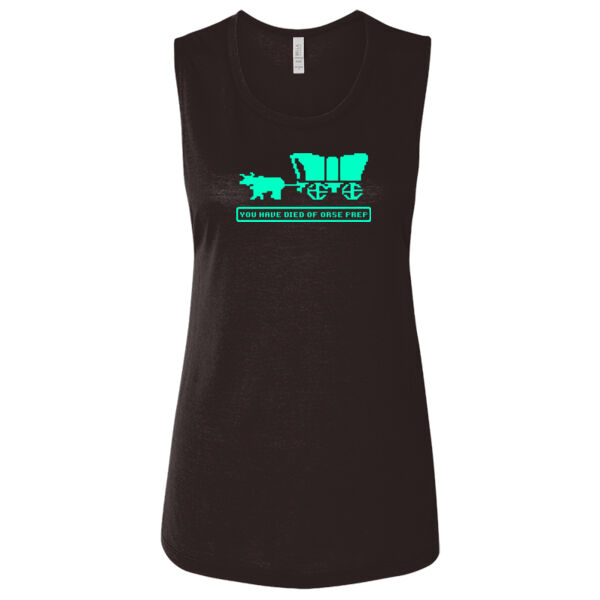 You Have Died of ORSE Prep  (GITD) - Ladies' Flowy Scoop Muscle Tank - Dark Thumbnail