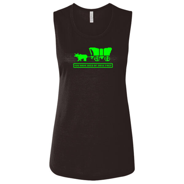 You Have Died of ORSE Prep (Lime) - Ladies' Flowy Scoop Muscle Tank - Dark Thumbnail