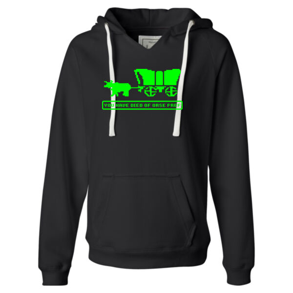 You Have Died of ORSE Prep (Lime) - Ladies' Sueded V-Neck Hooded Sweatshirt Thumbnail