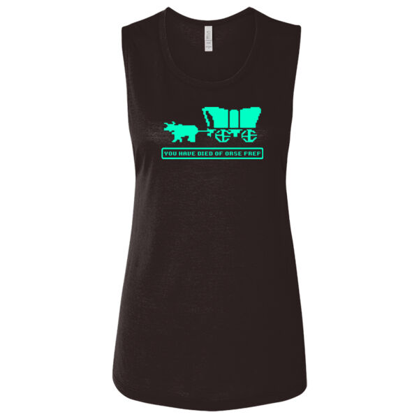 You Have Died of ORSE Prep  (GITD) - Ladies' Flowy Scoop Muscle Tank - Dark Thumbnail
