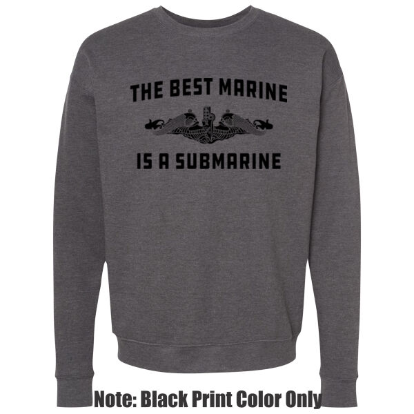 Blackout The Best Marine is a Submarine - Adult Heavy Blend Heather Royal or Red 60/40 Fleece Crew (S) Thumbnail