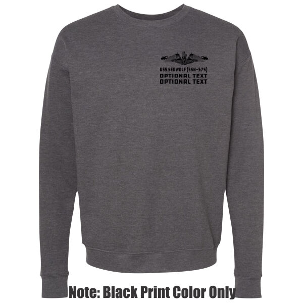 Blackout USS Seawolf (SSN-575) - Adult Heavy Blend Heather Royal or Red 60/40 Fleece Crew (S) Thumbnail