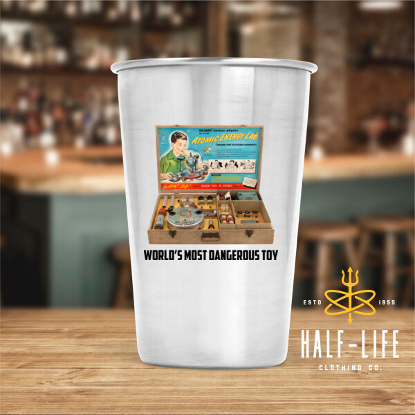Atomic Energy Lab - World's Most Dangerous Toy - 17 oz Stainless Steel Pint Glass (HLCC) Thumbnail