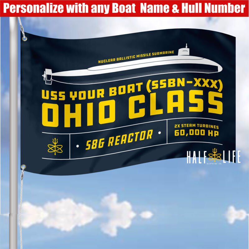 Custom Ohio Class Ballistic Submarine - 3' x 5' Polyester Mesh Flag Horizontal Thumbnail