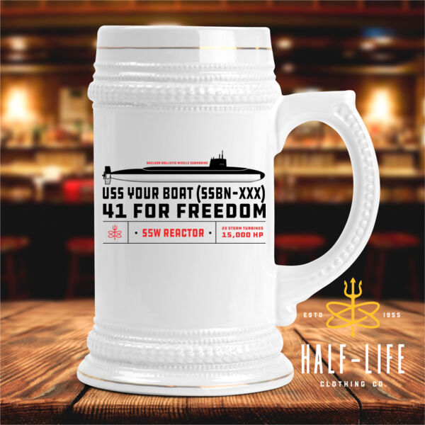 41 for Freedom Ballistic Missile Submarine  - Ceramic Stein with Gold Trim (HLCC) Thumbnail